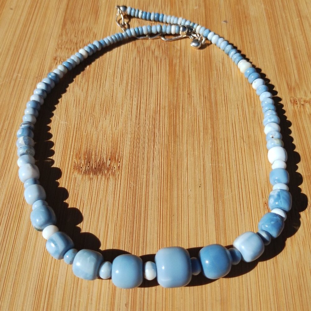 Jay King DTR mine finds blue opal stone necklace 925 Sterling Silver